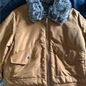 Wild Fable Camel Jacket with Faux Fur Trim